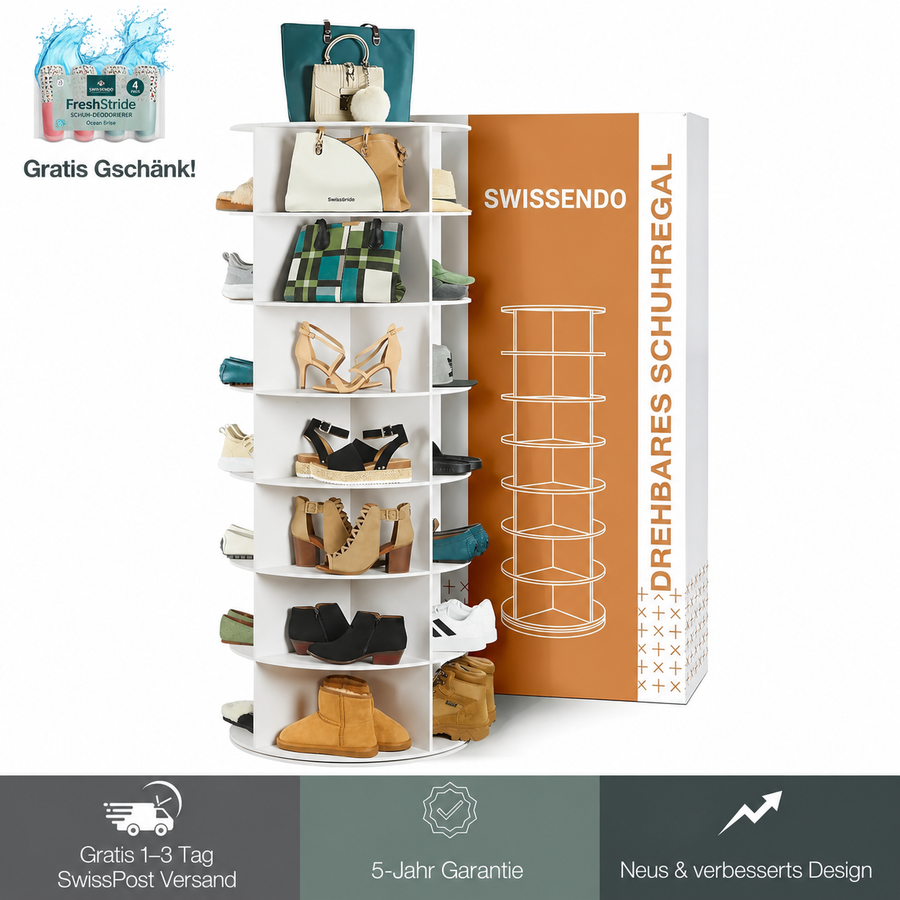 FeinLeben |  360° drehbares Schuhregal – 7-stöckiger Schuh-Organizer im Karussell-Design