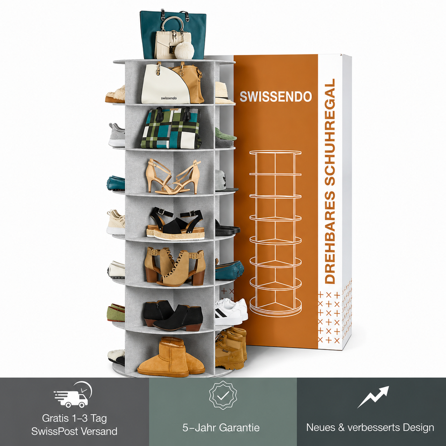 FeinLeben |  360° drehbares Schuhregal – 7-stöckiger Schuh-Organizer im Karussell-Design